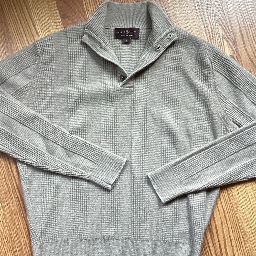 Robert Talbott Men's Gray Turtleneck Sweater made in Italy